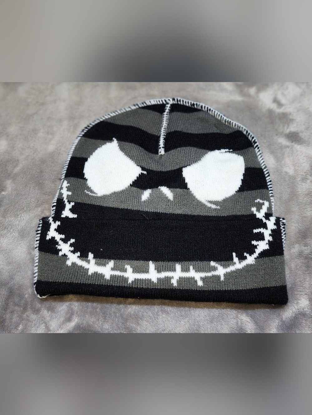 The Nightmare Before Christmas Jack Skellington striped cuffed beanie